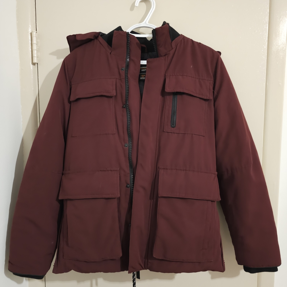 Kids Burgundy Puffer Jacket